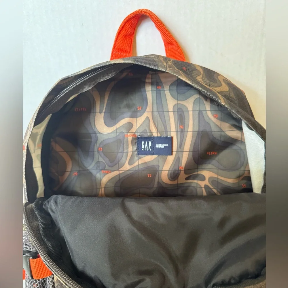 GAP Camouflage Backpack with Orange and Olive Accents